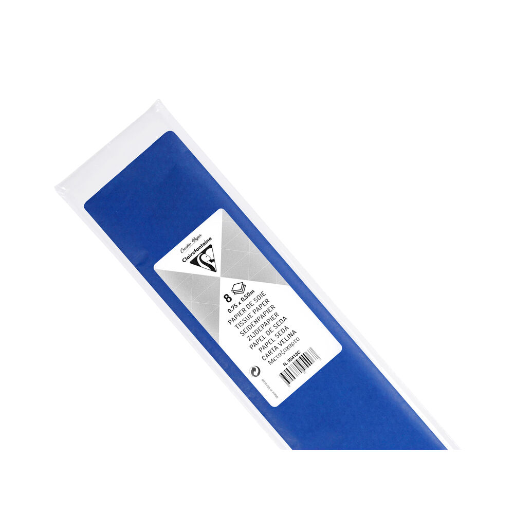 Paquet 8 Feuilles De Papier Soie Bleu Pétrole Clairefontaine Réf. 95413c