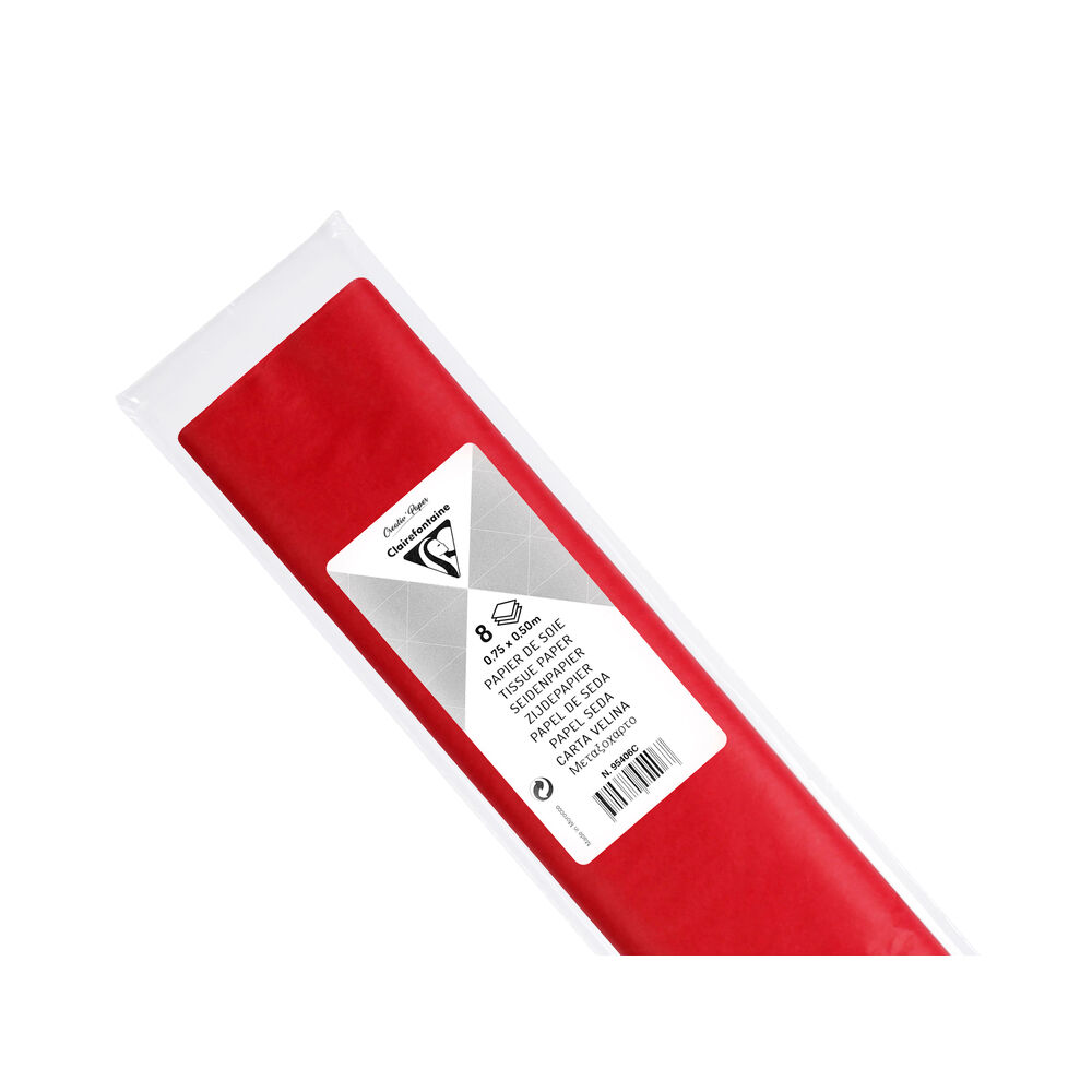 Paquet 8 Feuilles De Papier Soie Rouge Clairefontaine Réf. 95406c