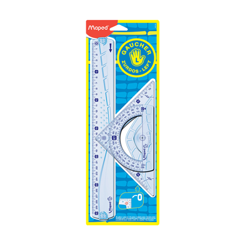Kit De Traçage Géométrique 3 Pièces Gaucher En Blist Réf. 897118
