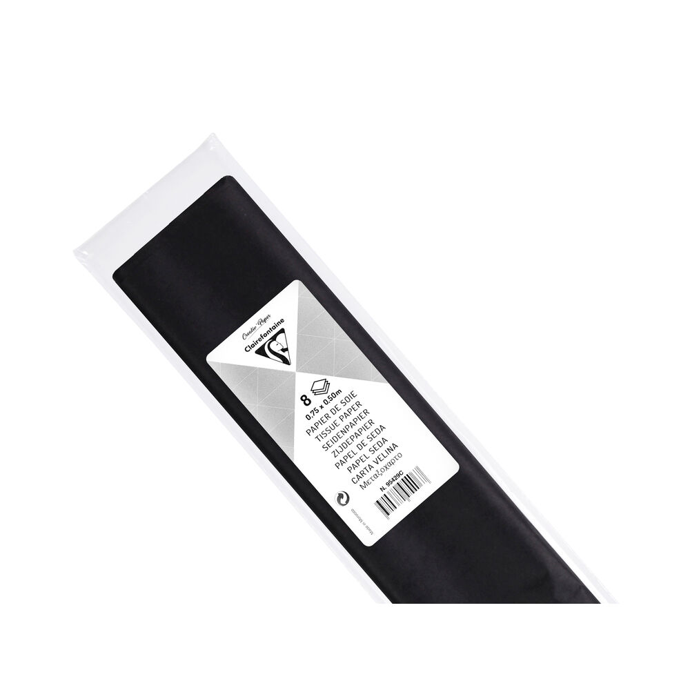Paquet 8 Feuilles De Papier Soie Noir Clairefontaine Réf. 95429c