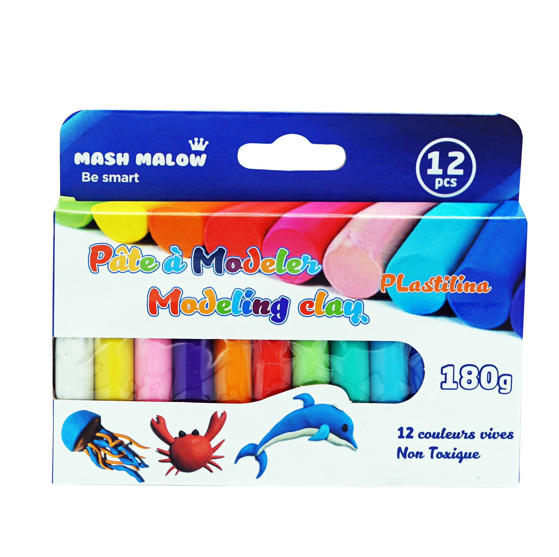 Pâte À Modeler 12 Couleurs 180g Mashmalow Réf. 2233