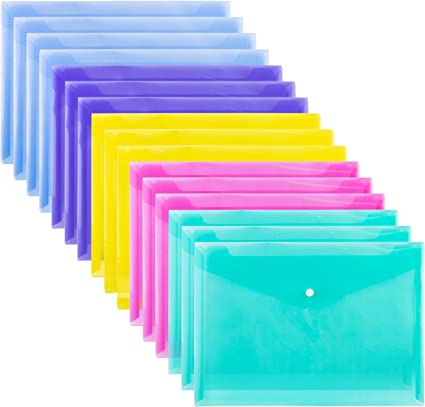 Chemise Enveloppe Plastique À Bouton- Couleurs aléatoire