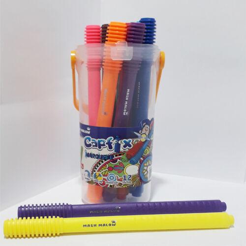Feutres 12 Couleurs Pointe Fine Capuchons Connectables Plastique Mash Malow