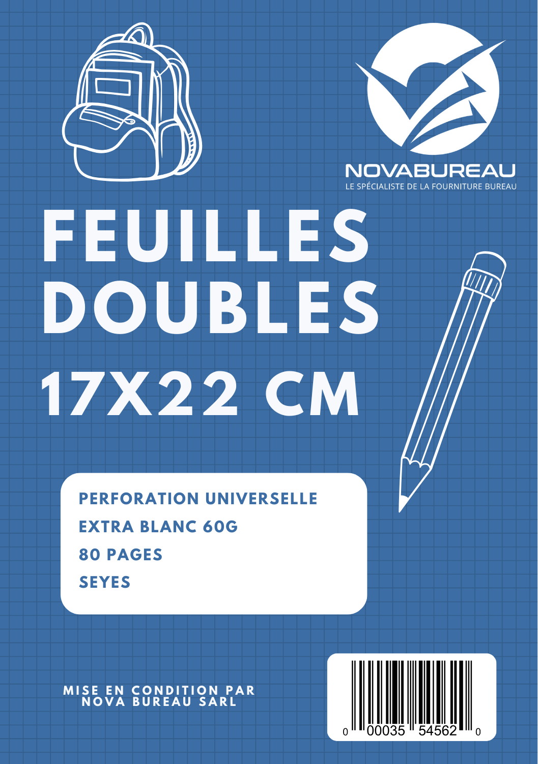 Recharges Doubles Feuilles 17 × 22 Nova Bureau 96p
