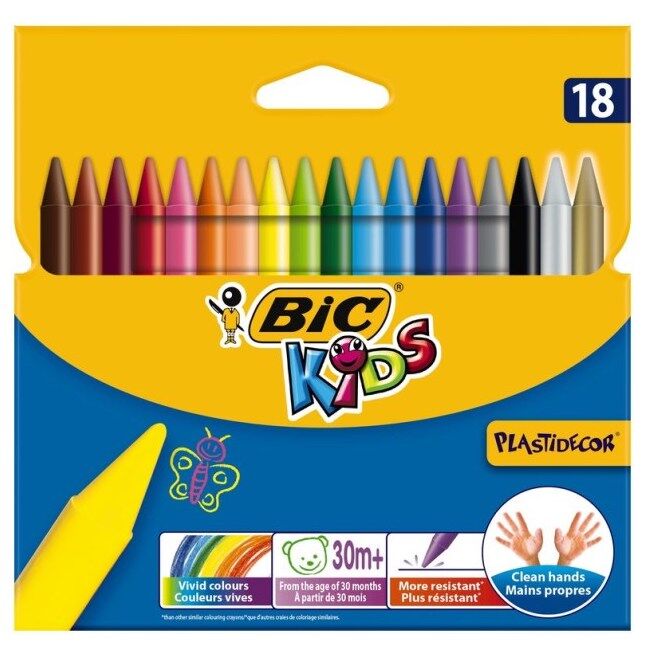 Crayons À Cire De 18 Couleurs Kids Plastidécor