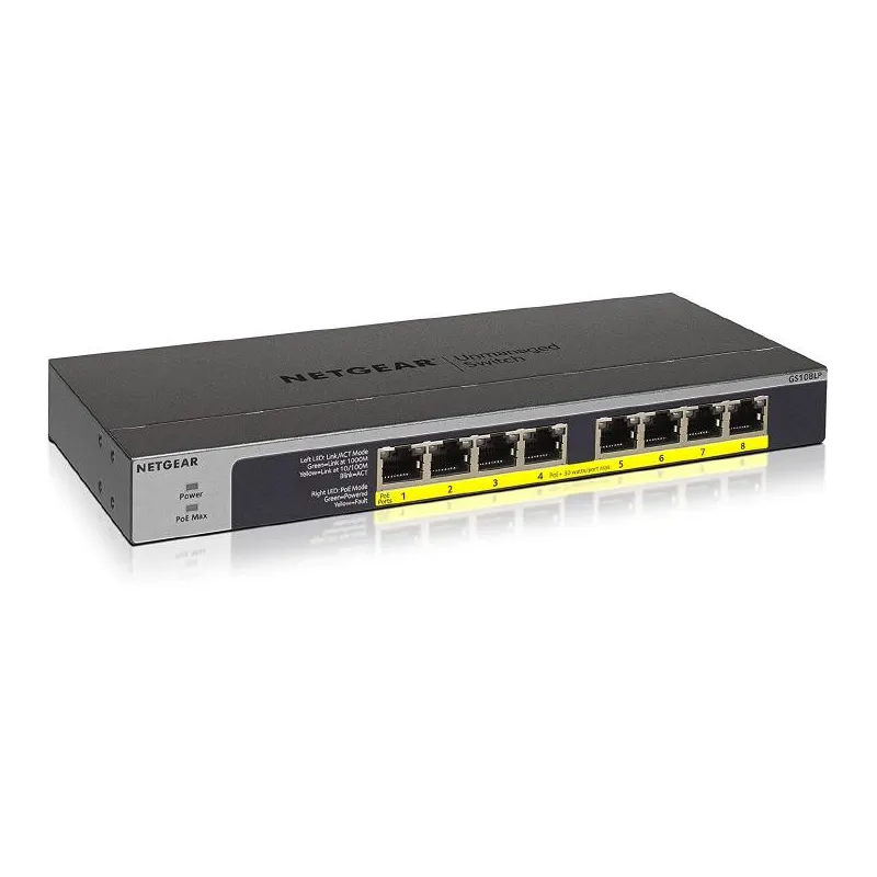Netgear (gs108lp) Switch Ethernet Poe+ 8 Ports Rj45 Gigabit