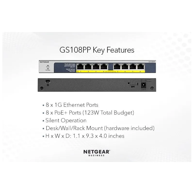 (gs108pp) Switch 8 Ports Poe+ 10/100/1000