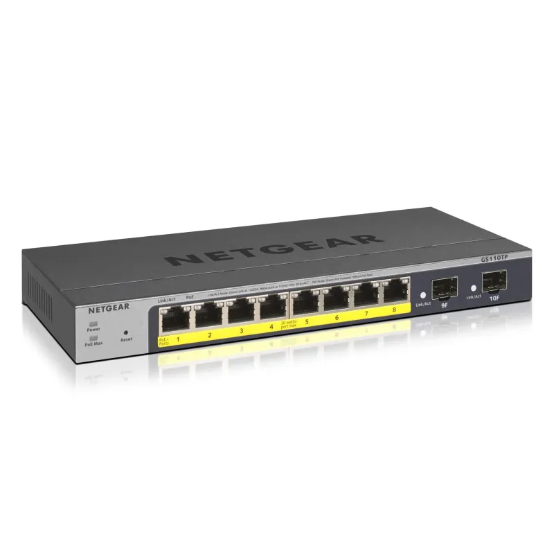 Gs110tp Géré L2/l3/l4 Gigabit Ethernet (10/100/1000) Connexion Ethernet, Supportant L'alimentation Via Ce Port (poe)