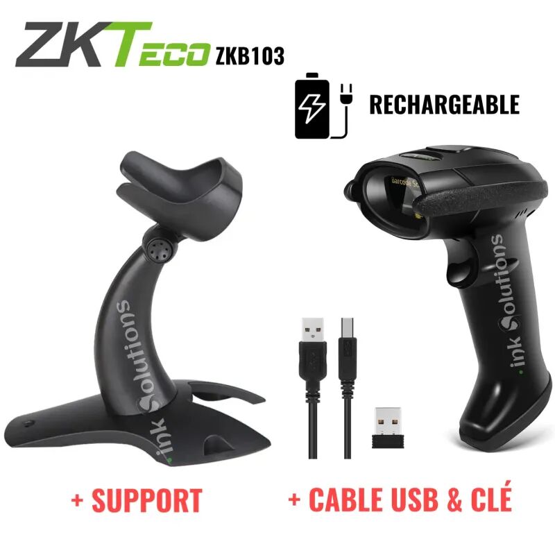 Lecteur Code À Barres Sans Fil + Câble + Usb + Support (zkb103)
