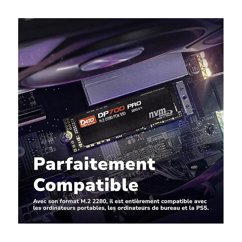 Dato Ssd Interne 1 To, Pcie Gen3x4 Nvme M.2 2280 Ssd, Jusqu’à 3300/3100 Mo/s - Dp700 Pro Série thumbnail 4