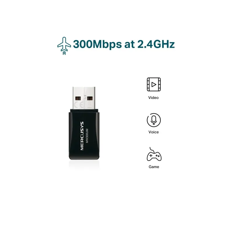 Mercusys Adaptateur Usb Sans Fil N300 (mw300um)