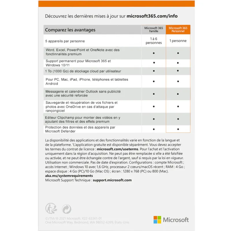 Microsoft 365 Personal Français - 1 An / 1 Pc (qq2-01735)