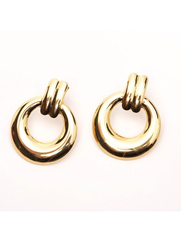 Boucles d'Oreilles - avec Puces Striées et Anneaux Bombés