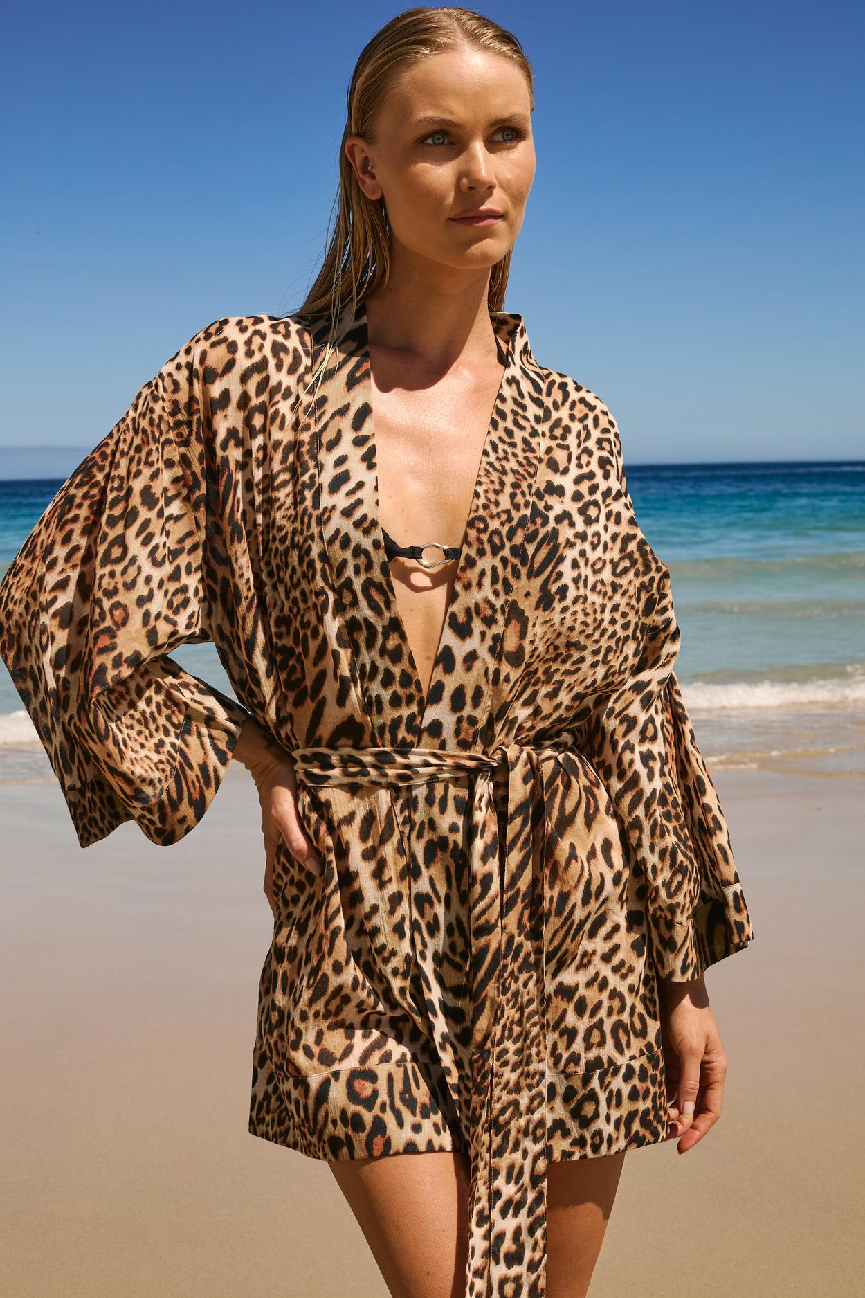 Kimono En Coton À Imprimé Léopard thumbnail 3