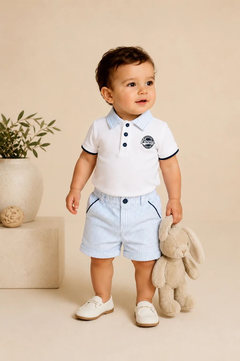 Ensemble Polo & Short Rayé Bleu – Élégance Et Confort Pour Bébé