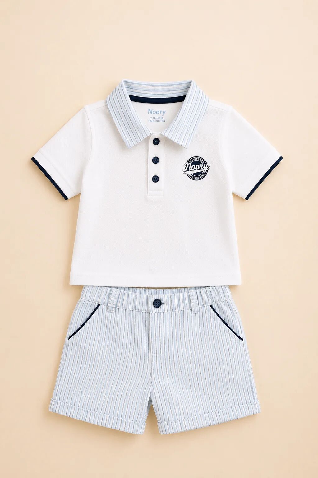 Ensemble Polo & Short Rayé Bleu – Élégance Et Confort Pour Bébé