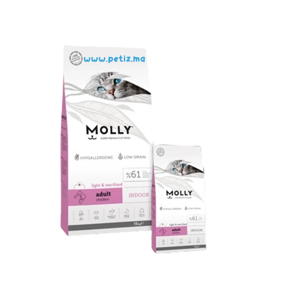 Molly Croquettes Pour Chat Stérilisé Light And Sterilised 2kg Indoor