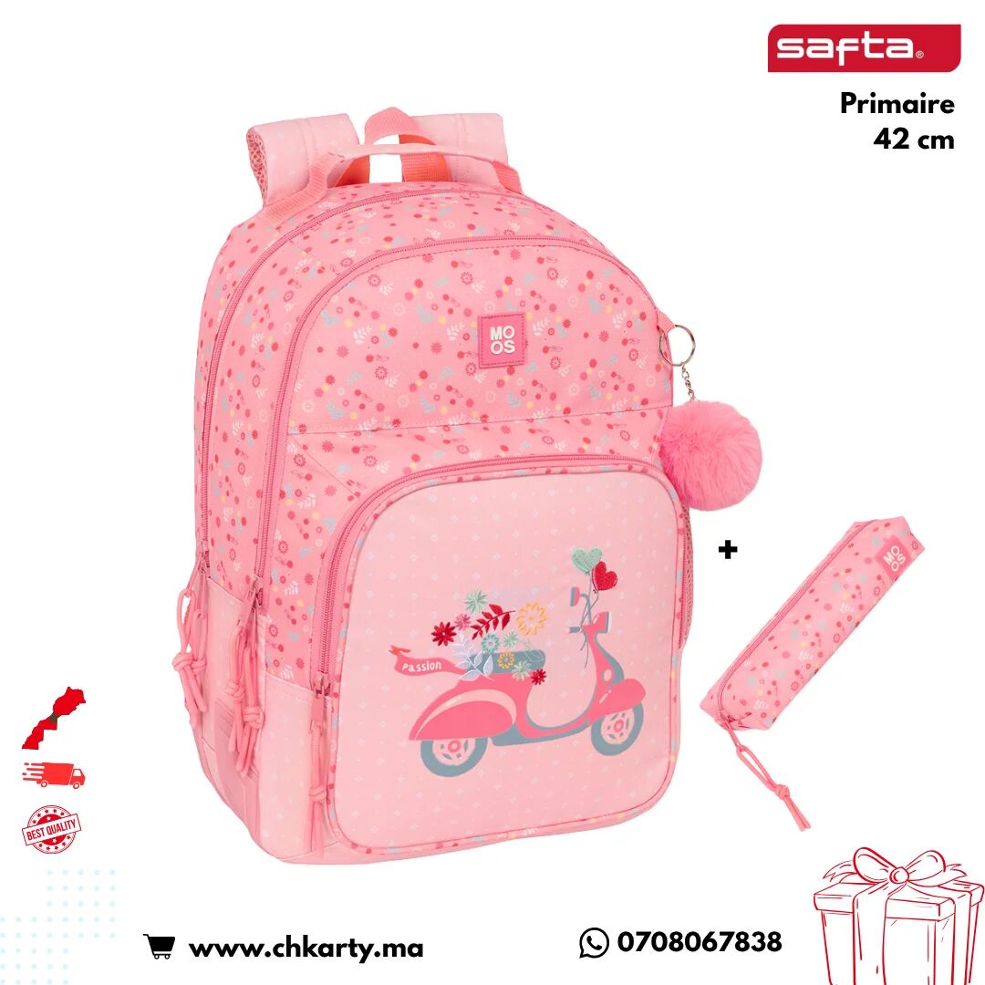 Cartable Scolaire Moos Avec Trousse Assortie