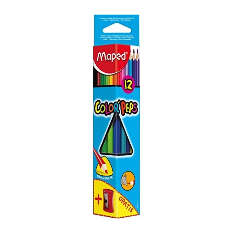 Crayons De Couleur Color’peps Lot De 12 Triangulaires + Taille-crayon