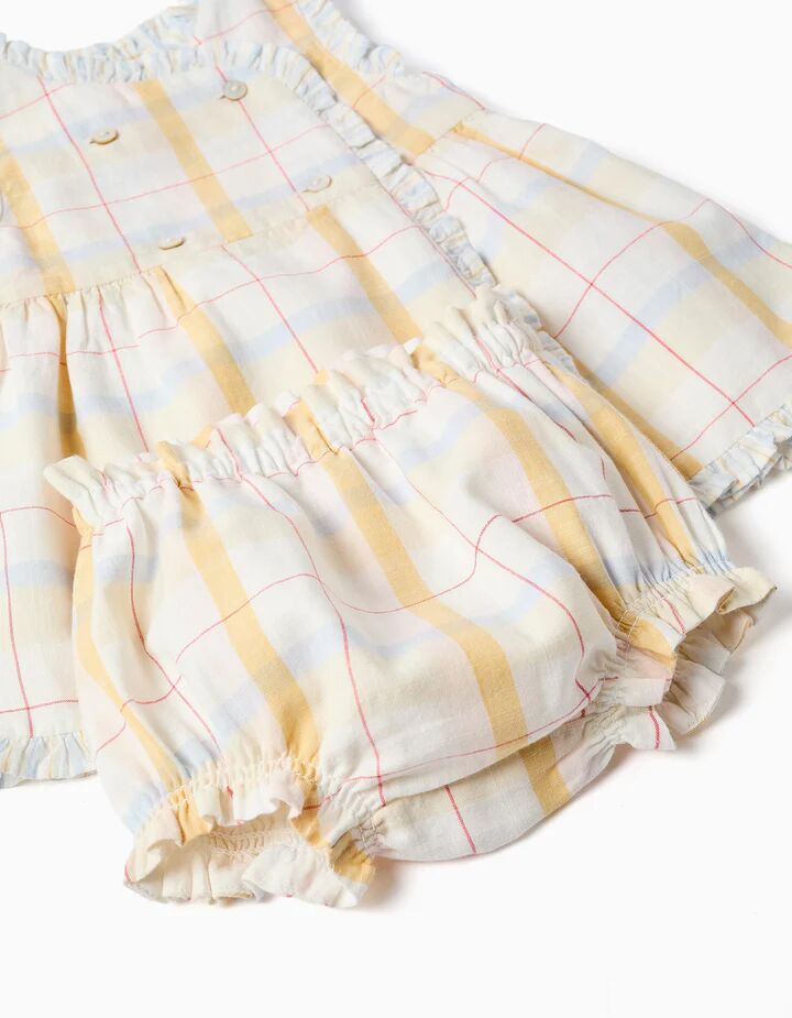 Checked Cotton Dress + Bloomers B&s For Newborn Girls thumbnail 4