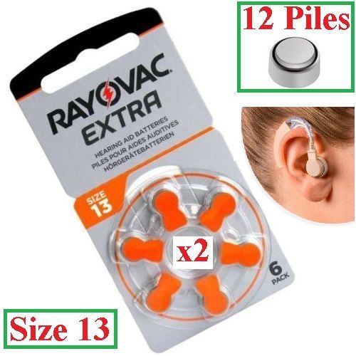Rayovac 12 Piles Prothése Doreille, Appareil Aide Auditive Size 13 Extra Hearing Aid