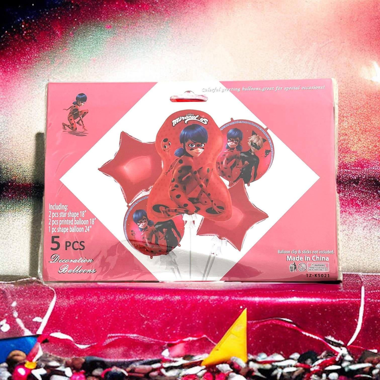 Pack De 5 Ballons De Décoration Miraculous Ladybug thumbnail 2