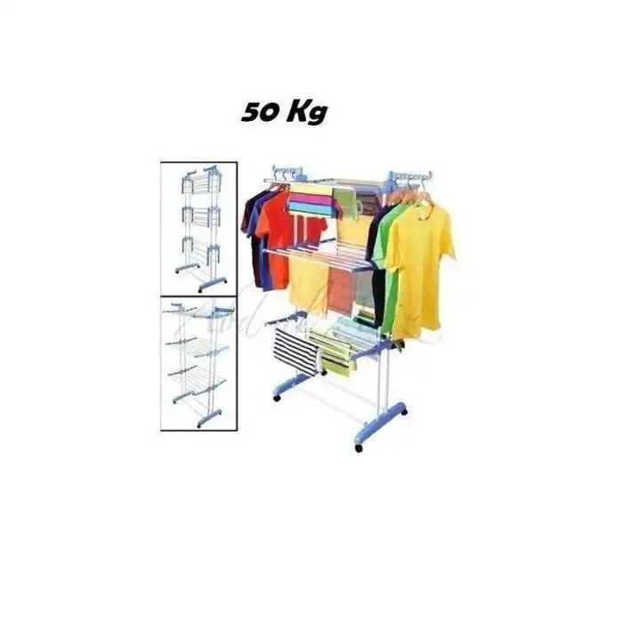 Sèche Linge Étendoir Pliable Ailes Latérales Sur 3 Niveaux 50 Kg thumbnail 1