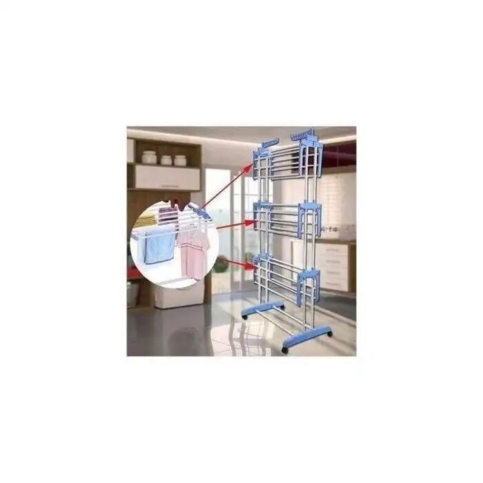Sèche Linge Étendoir Pliable Ailes Latérales Sur 3 Niveaux 50 Kg thumbnail 4