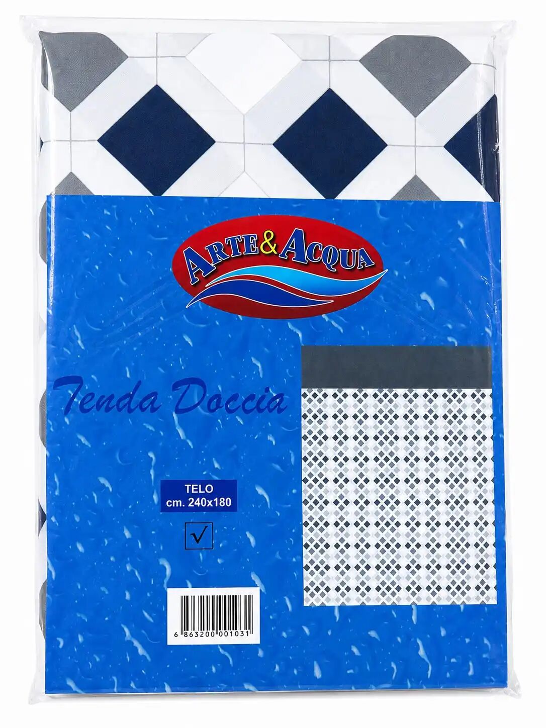 Rideau De Douche Géométrique - 240 X 180 Cm - Imperméable - Avec 12 Ring
