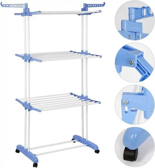 Etendoir À Linge Rétractable Pliable Ailes Latérales - 4 Niveaux thumbnail 4
