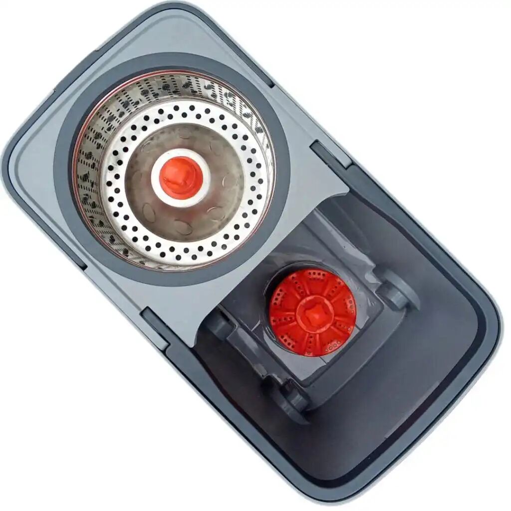 Balai Serpillière Rotatif 360° Avec Seau Essoreur Et 2 Têtes Microfibre thumbnail 2