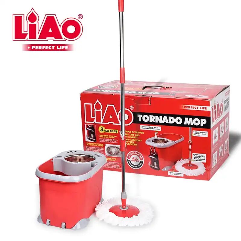 Seau Essoreur À Pédale Rotatif Tornado Mop Avec Balai Microfibre thumbnail 4