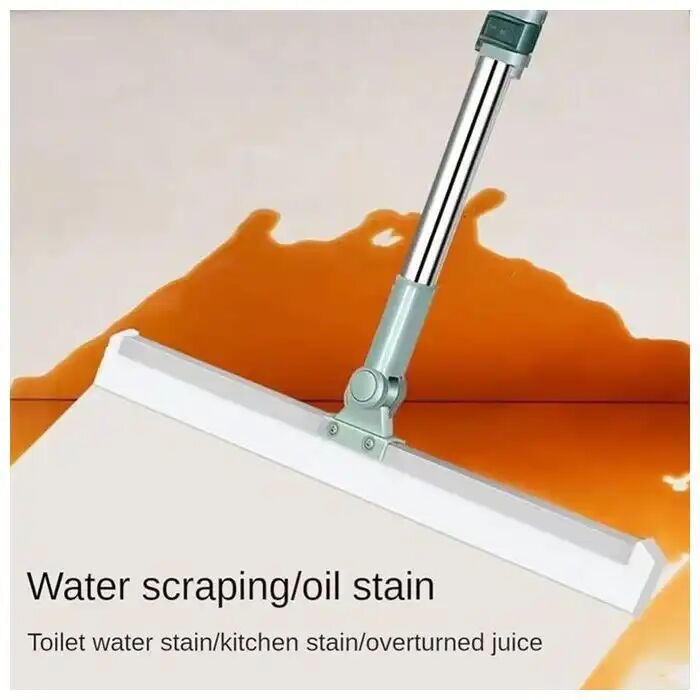 Essuie-glace De Nettoyage De Sol Et Vitre En Silicone, Avec Manche Télescopique - Couleur Aléatoire thumbnail 2