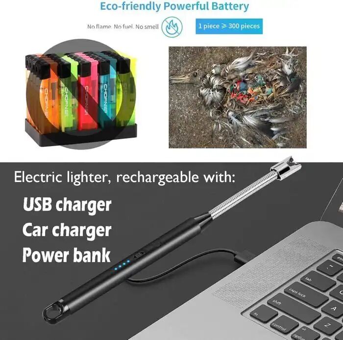 2 Briquets Électriques Rechargeables Usb - Sans Flamme, Pratiques Pour Barbecue, Cuisinière, Camping thumbnail 4
