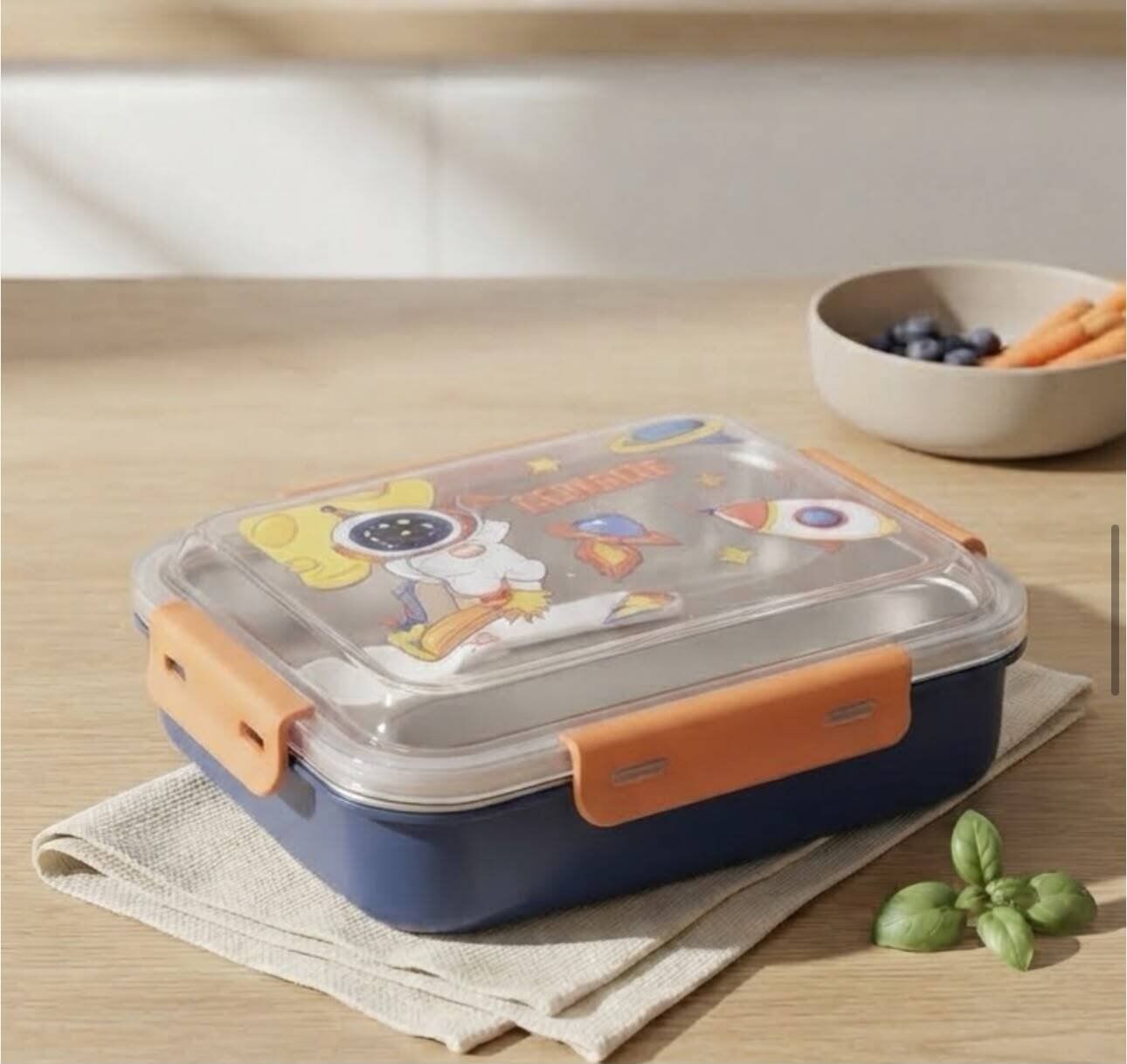 Lunch Box Isotherme Inox 3 Compartiments Avec Cuillère – 20 × 14 Cm thumbnail 2