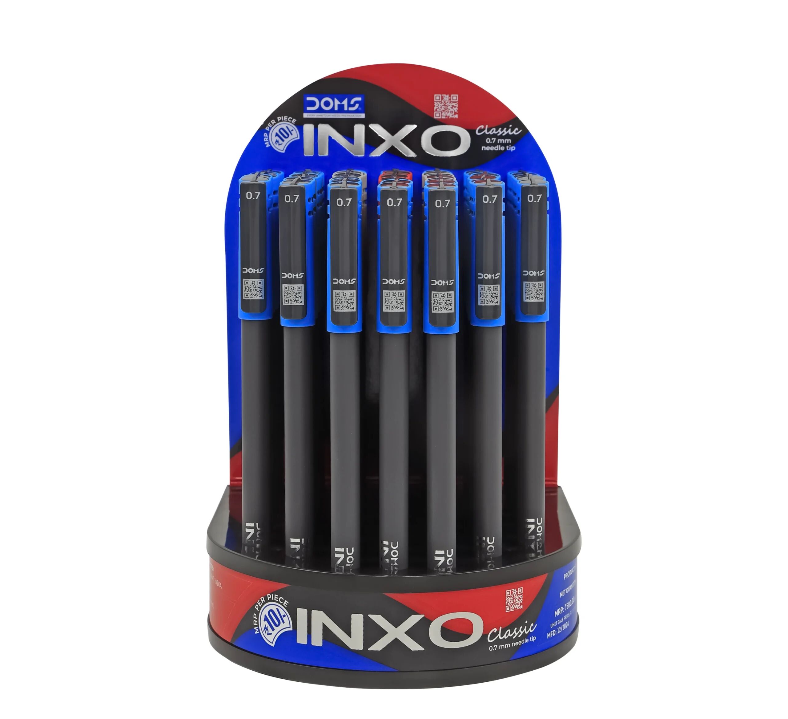 Inxo Classic Ballpoint Pen - 50 Pcs Dispenser Pack (38 Blue + 8 Black + 4 Red)
