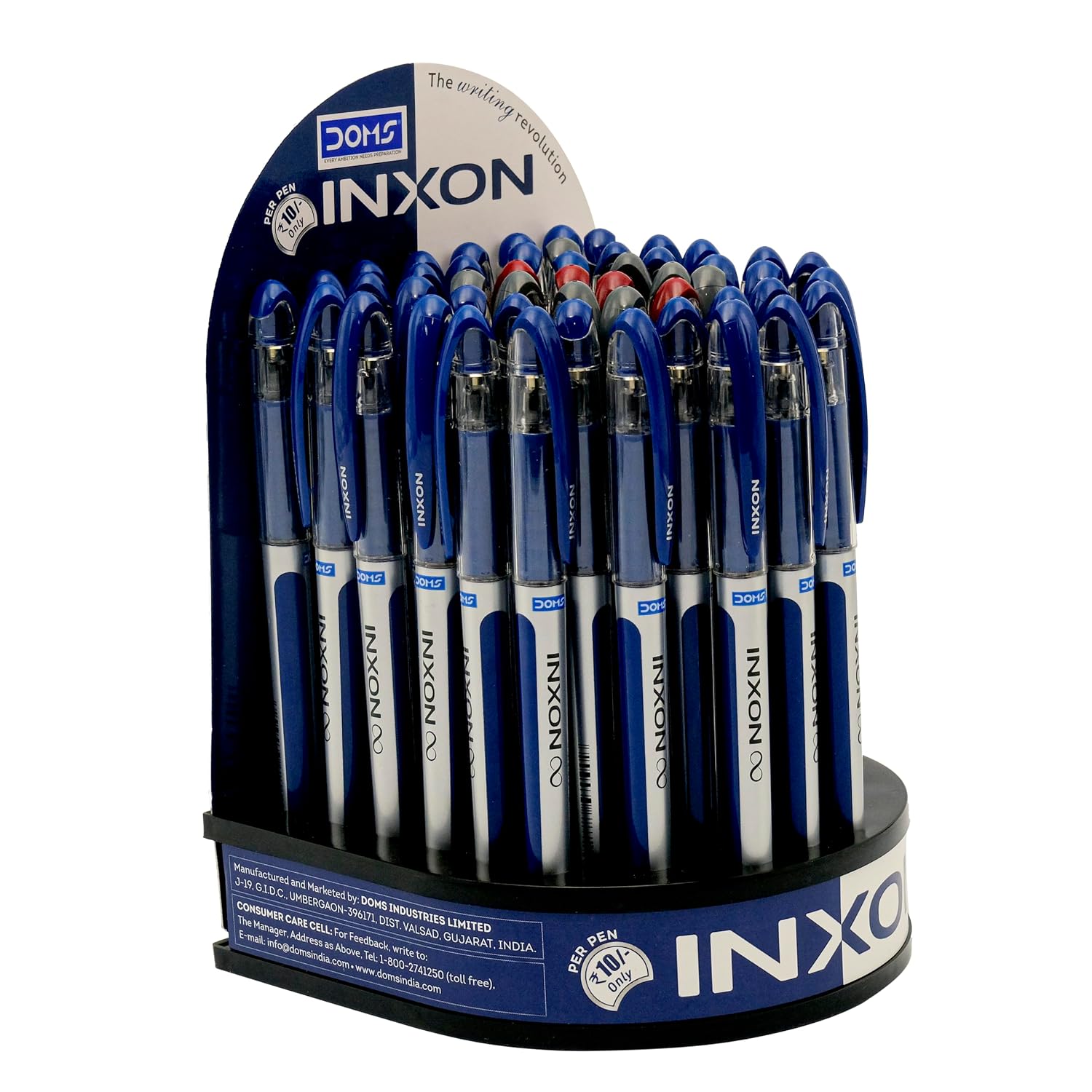 Inxon Stylo - 50pcs Display (38 Bleu + 8 Noir + 4 Rouge) 