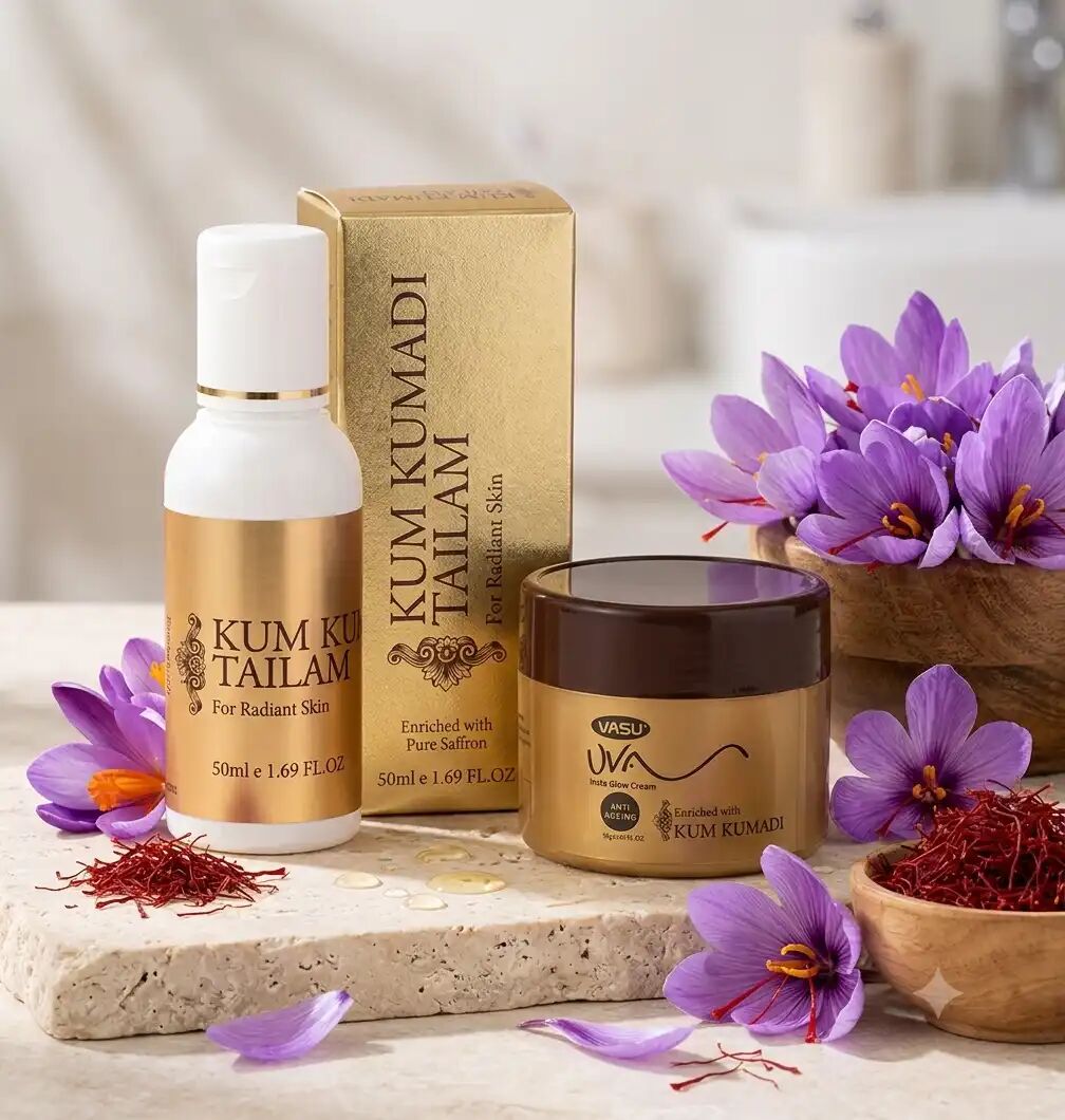 Pack Soin Du Visage Kum Kumadi Crème & Huile Éclat Naturel Crème Kumkumadi Au Safran