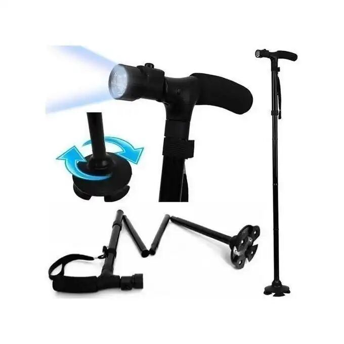 Canne de Marche Pliable Autoportante avec Éclairage LED – Modèle Médical