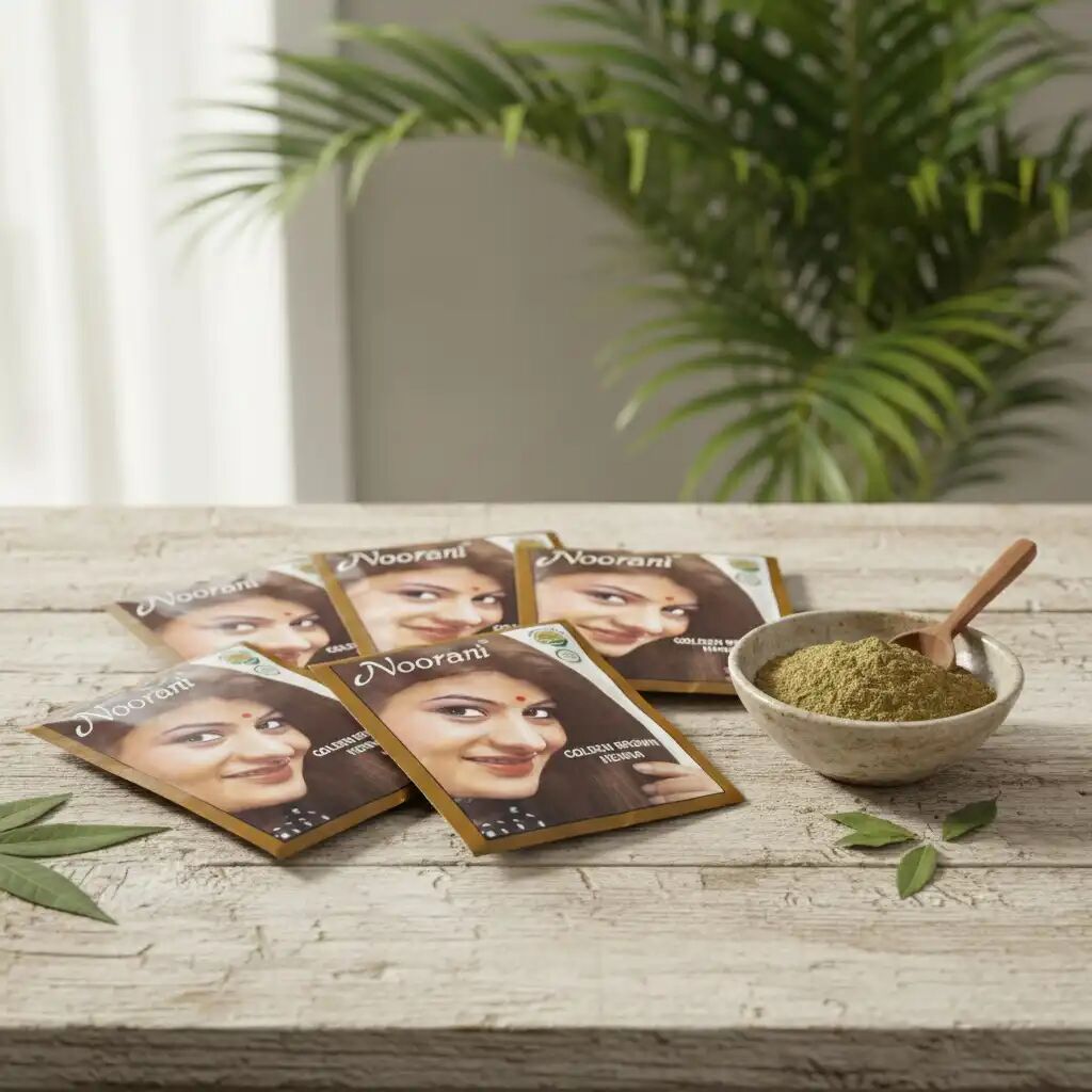 Henné Pour Cheveux - Châtain Doré - 100% Naturel - Sans Ammoniaque - Lot De 6 Sachets De 10 G