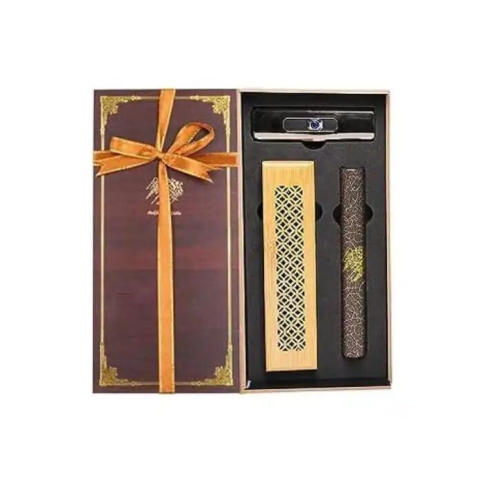 Coffret Brûleur Oud Bakhoor – 20 Bâtonnets de 10,5 cm, Bois Massif