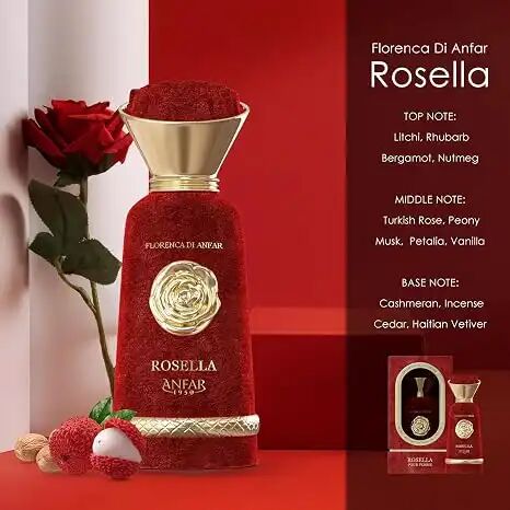 Anfar Rosella Pour Femme 1950, Extrait De Parfum, Litchi, Rhubarbe, Bergamote Et Muscade 100 Ml