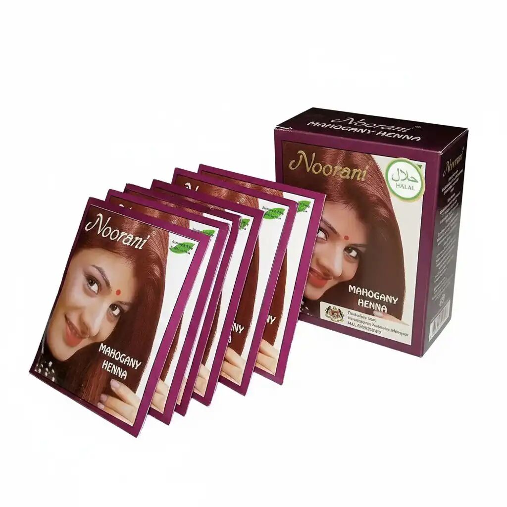 Henné Colorant Pour Cheveux Mahogany (6 Sachets X 10 G) À Base De Plantes