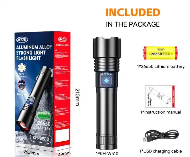 Lampe Torche Led Blanche Laser Multifonctionnelle Rechargeable, Ultra-lumineuse Avec Chargement thumbnail 4