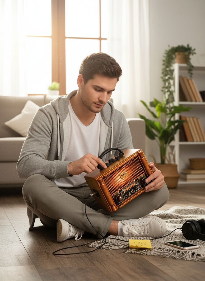 Radio Portable Rétro Bluetooth Fm/am/sw - Batterie Rechargeable + Lecteur Usb/tf thumbnail 3