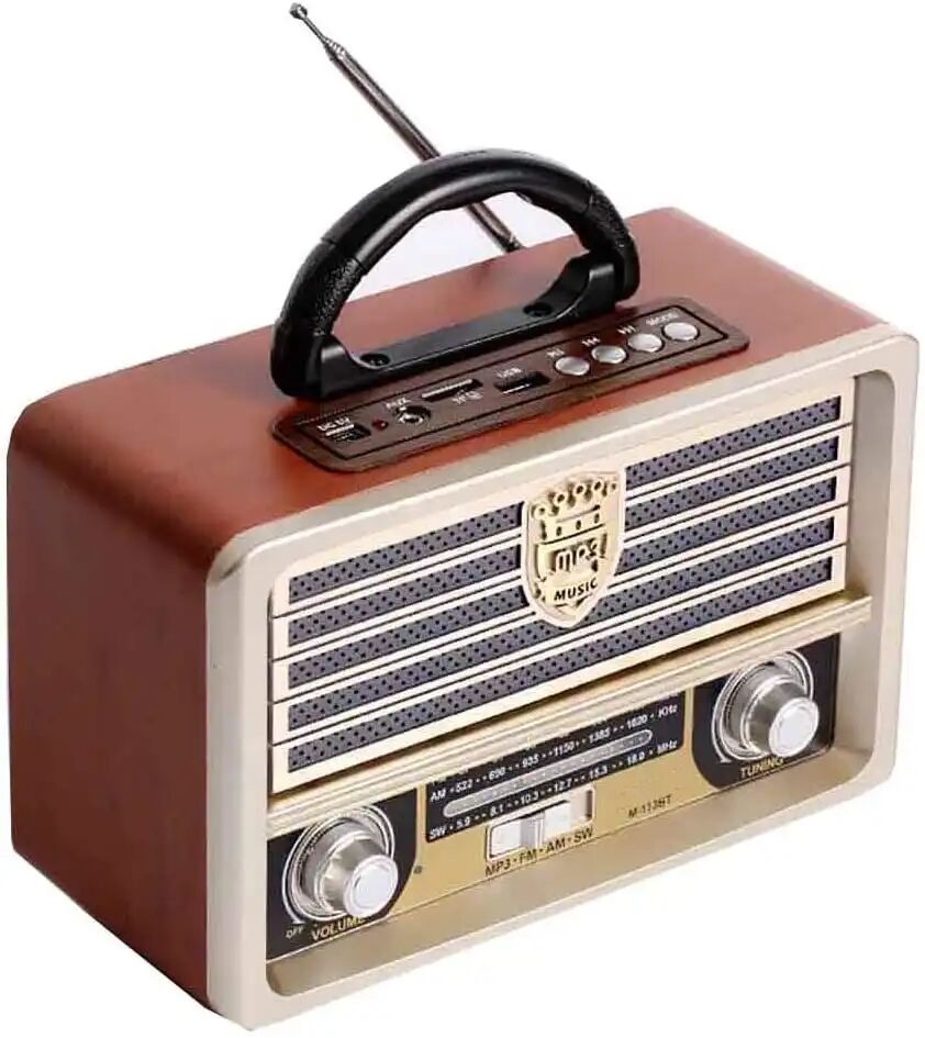 Radio Portable Vintage Avec Haut-parleur Bluetooth Intégré. Am/sw/fm Ecteur Mp3 Via Disque U, Carte