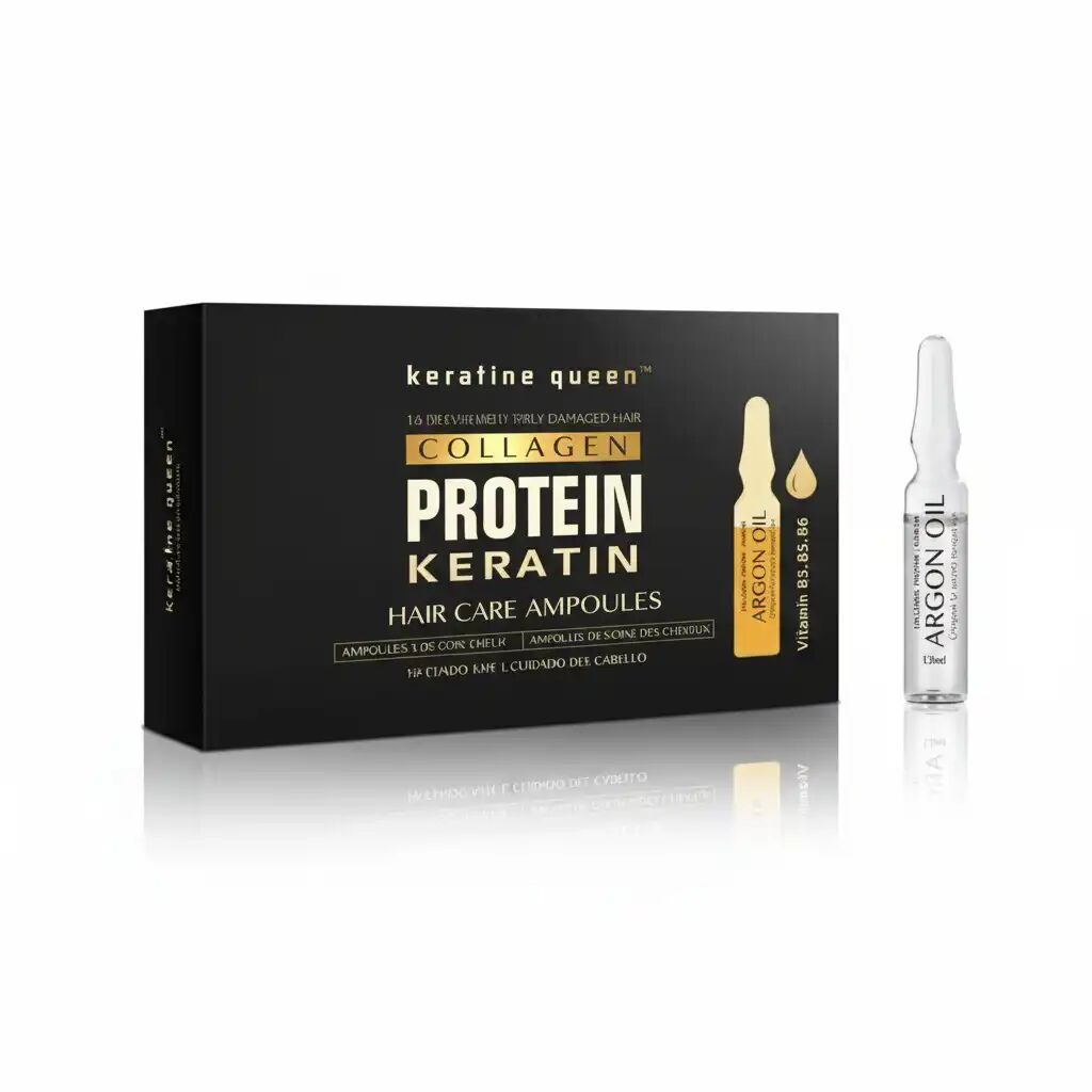 Ampoules Pour Cheveux - Keratine Queen - Huile Dargan - Hydratation Intense - Réparation Des