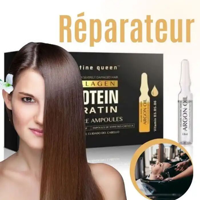Ampoules Pour Cheveux - Keratine Queen - Huile Dargan - Hydratation Intense - Réparation Des
