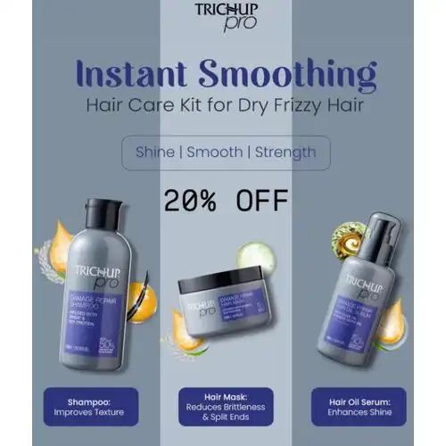 Kit De Soin Capillairetrichup Pro Réparation Lissage Instantané Cheveux Secs Et Frisés Lot 3