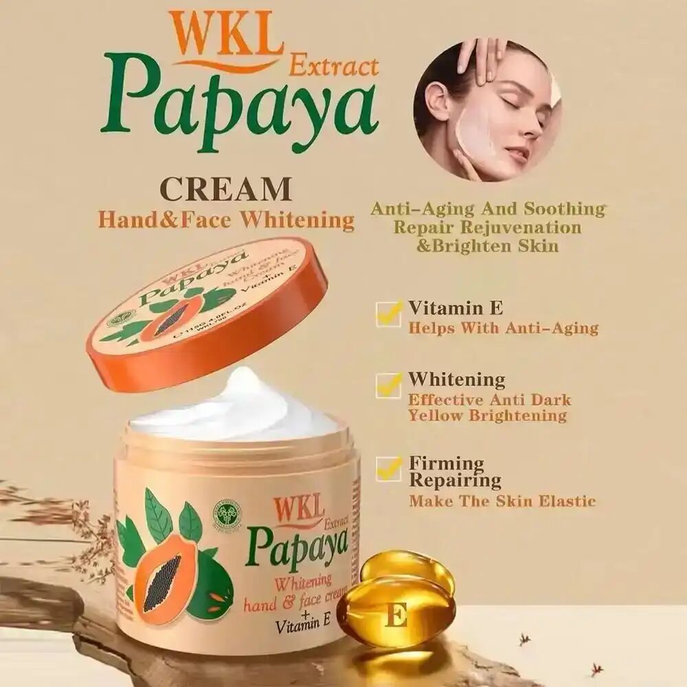 Crème Mains Et Visage Éclaircissante À La Papaye Wokali Wkl Avec Vitamine E